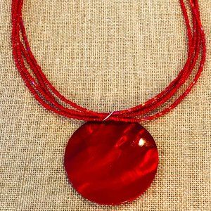 RED ROJO POLISHED MOTHER OF PEARL NECKLACE